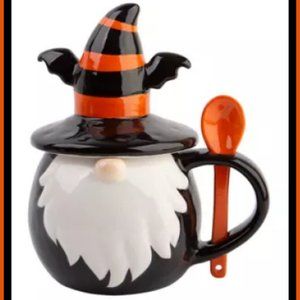 NEW Whimsical Halloween Gnome Mug with Lid and Spoon